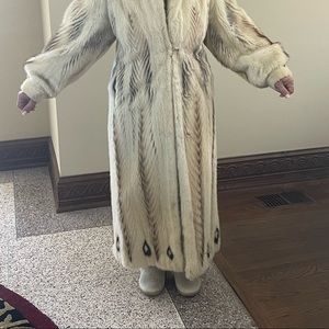 Full length off white / cream mink coat
